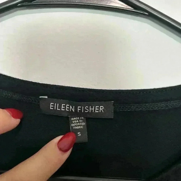 Eileen Fisher Womens Long Sleeve black Tee Size S FLAWED - Picture 2 of 6